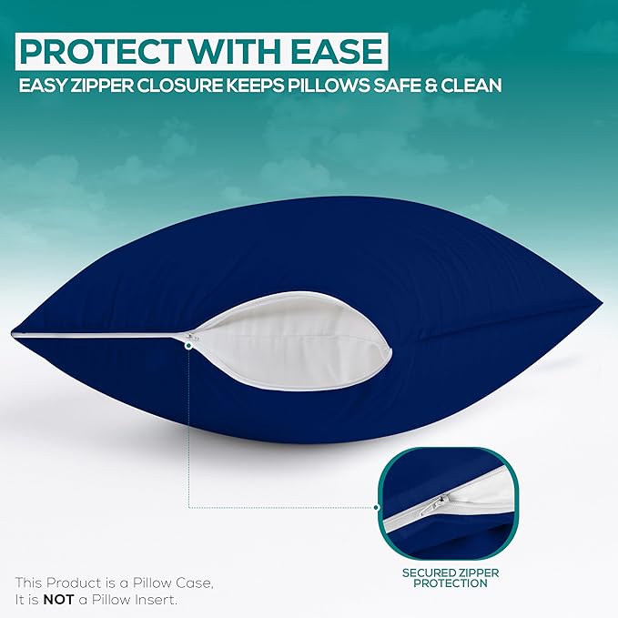 Utopia Bedding Premium 100% Waterproof Pillow Protectors with Zipper King Size (Set of 2), Bed Bug and Dust Mite Proof Zippered Pillow Covers, Pillow Encasement Cases, Royal Blue