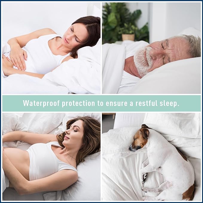 King Size Mattress Protector Waterproof Quilted Mattress Cover Cotton Mattress Pad Cover Extra Deep Pocket 18-22" Thin Version Hypoallergenic & Soft