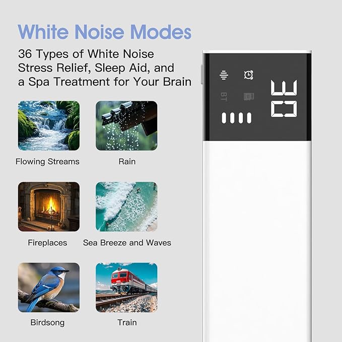 Under-Pillow Speaker for Sleeping - Bluetooth White Noise Sound Machine, Bone Conduction Bluetooth Under Pillow Speaker with 36 Soothing Sounds, Timer, TF Card Support for Side Sleepers & Deep Sleep