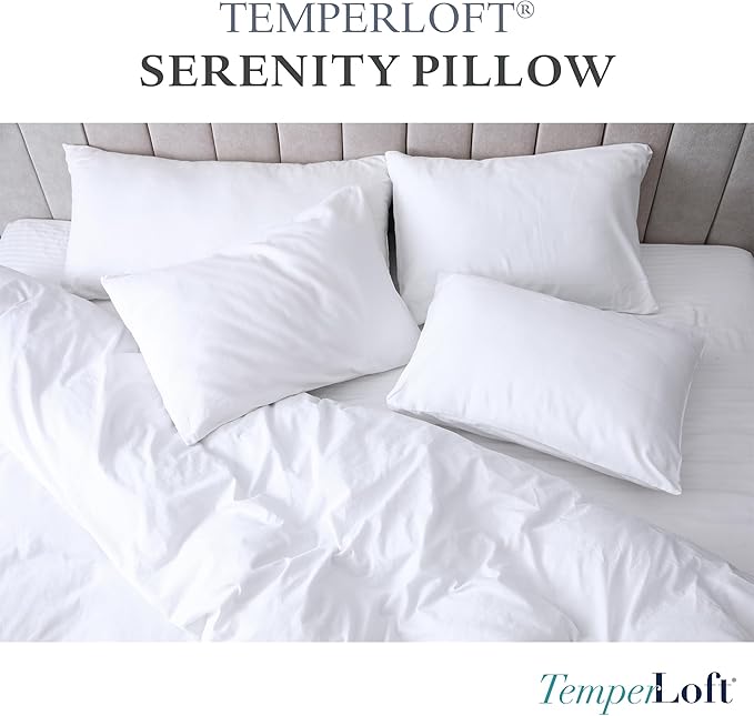 Manchester Mills TemperLoft Serenity Pillows King (Set of 2), Down/Down Alternative Fill, 20x36, 100% Cotton Cover, Found in Leading Hotels Nationwide Hospitality Quality Delivered to Your Home