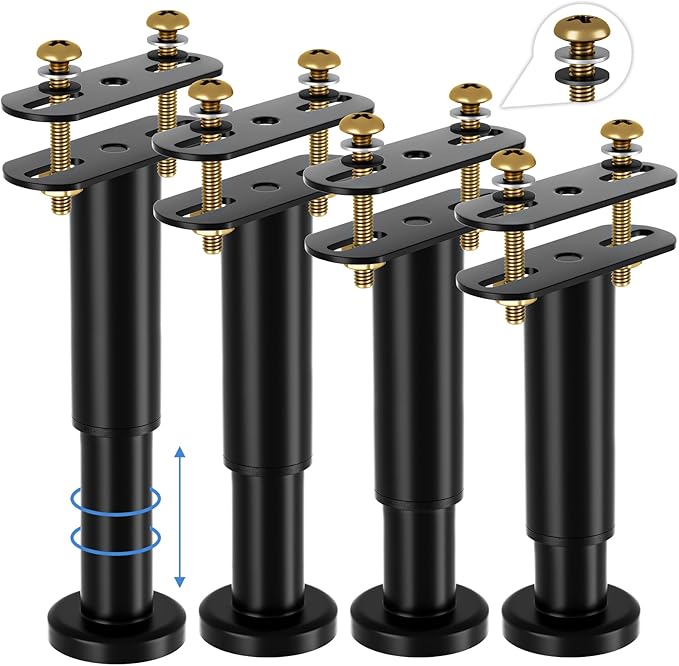 Set of 4 Adjustable Bed Legs Replacement, Adjustable Metal Bed Frame Support Legs 5.9-9.84 inch, Upgrade Under Bed Support Leg with Wider Base, Heavy Duty Center Support Legs