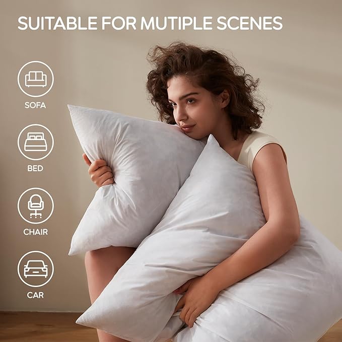 12x20 Feather Lumbar Pillow Insert, Decorative Throw Pillow Insert for Covers, Fuller Fit with Soft Support for Bed and Couch