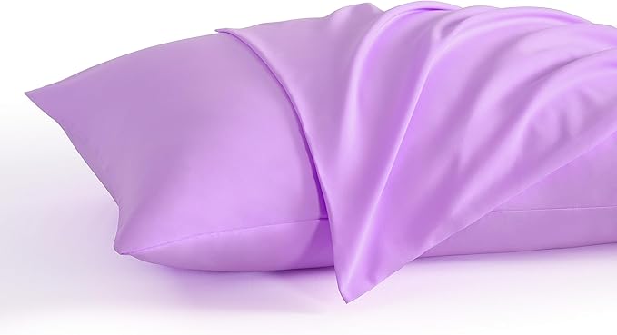 NTBAY King Pillow Cases Set of 2, 2 Pack Brushed Microfiber 20x36 Pillow Cases, Soft, Wrinkle, Fade, Stain Resistant Light Purple Pillow Cases with Envelope Closure, 20x36 Inches, Light Purple