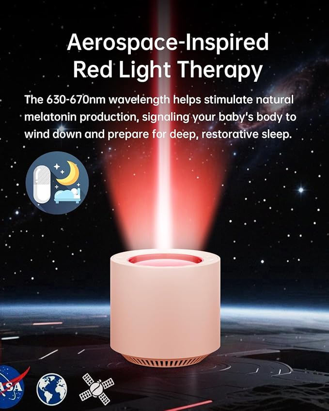Dimmable Nursery Night Light: Red Light Therapy Sleep Sound Machine with 38 Soothing Sounds & Calming Womb Soother Memory Function, White Noise Sound Machine with Timer for Baby Adult Gift (Peach)