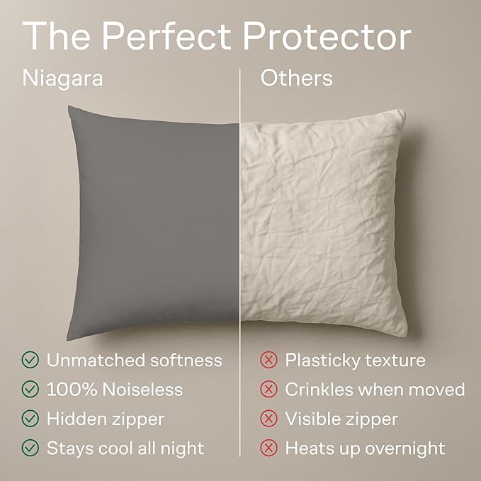 Ultra Soft Pillow Protectors with Zipper Queen Size - Set of 4 Breathable Pillow Covers - 100% Protection Against Stains, Dust & Dirt - Machine Washable (Gray)