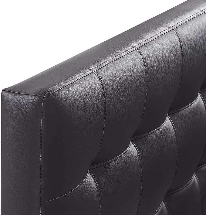 Modway Lily Tufted Faux Leather Upholstered Twin Headboard in Brown