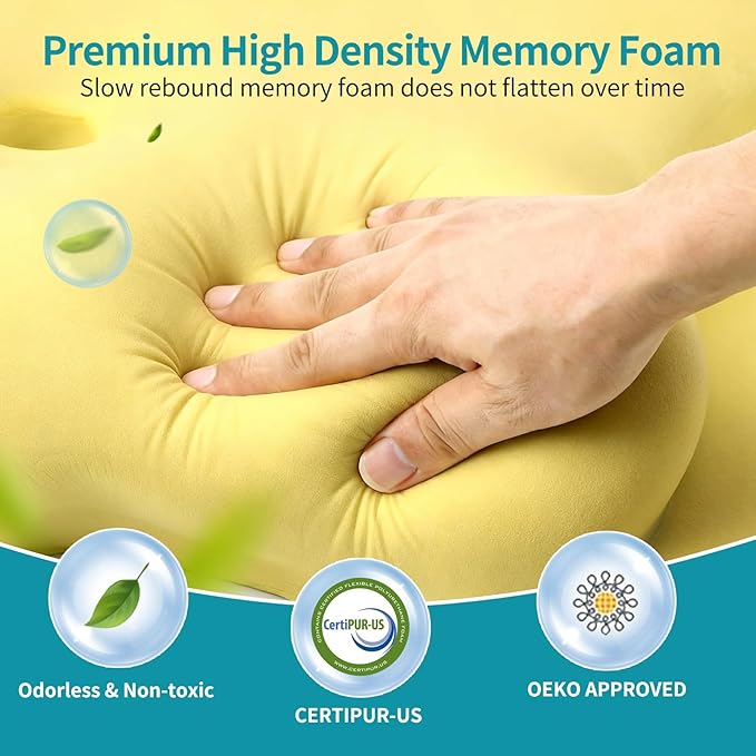 Besyodo Cervical Neck Pillow for Pain Relief - Ergonomic Side Sleeper Pillow for Neck Support, Cooling Memory Foam Pillows for Sleeping, Contour Pillow Orthopedic Bed Pillow for Back Stomach Sleepers