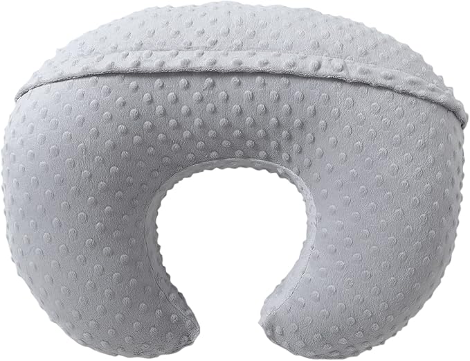 Baby Nursing Pillow and Body Positioner with Premium Slipcover for Breastfeeding for Baby Boys and Girls, Feeding Pillow with Breathable Comfortable Pillowcase (Gray)