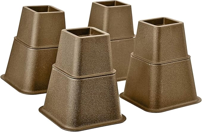 HOME IT Adjustable Bed Risers - Furniture Risers - Elevation in Heights 3, 5 or 8 Inch Heavy Duty Risers for Sofa and Table - Bed Lifts Bed Riser Set of 4 (Brown)