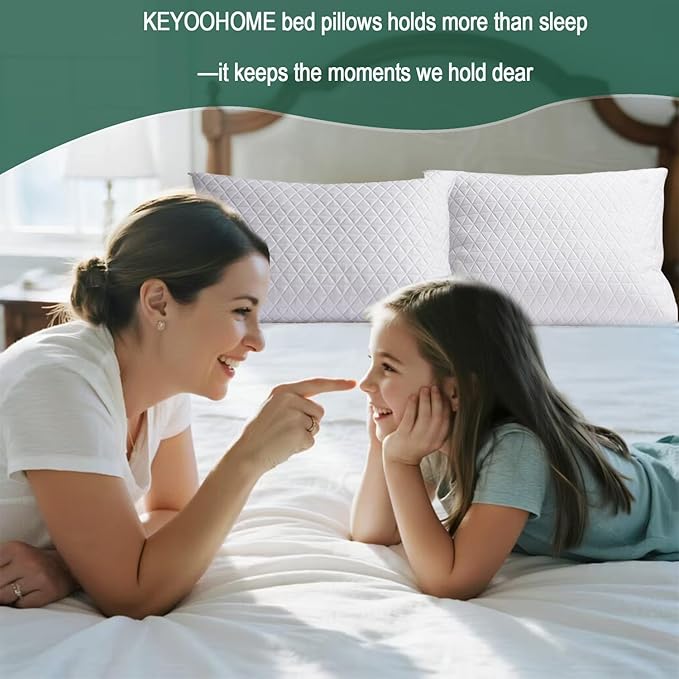 KEYOOHOME Shredded Memory Foam Pillows for Sleeping,Bed Pillows Standard Size Set of 2 Pack Cooling Adjustable,Good for Side and Back Sleeper with Washable Removable Cover