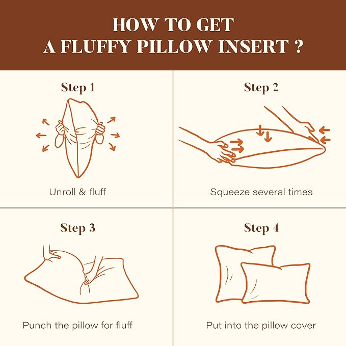 DOWNSTORIA 22x22 Feather Down Pillow Inserts Set of 2, Decorative Pillows with 100% Coton Cover, Throw Pillow for Bed, Couch and Sofa.