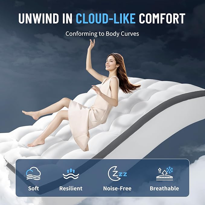 LIANLAM Mattress Topper - Extra Firm Support Pillow Top,1300GSM Mattress Pad, Gel-Infused Memory Foam for Back Pain Pressure Relief with 6"-18" Deep Pocket(Twin,39"x80")