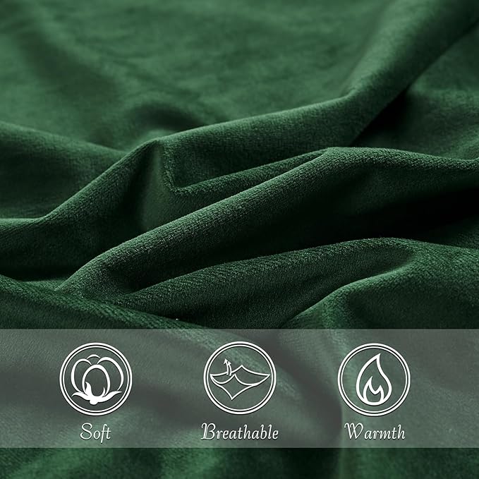 StangH Christmas Pillowcase for Decor, Velvet Pillow Covers with Zipper Closure, Soft Cozy Feeling for Sleeping, Queen Size (Dark Green, 20 x 30 inches) Pillow Cases Set of 2