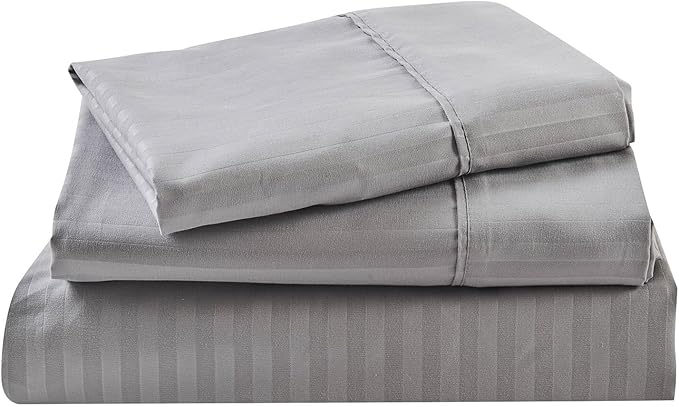 Kingnex Striped 30x75 Cot Size RV Bunk Sheets Set for Narrow Twin Bed Soft Brushed 1800 Microfiber 3 Piece Bedding Set Includes 1 Fitted Sheet 1 Flat Sheet 1 Pillowcase Grey