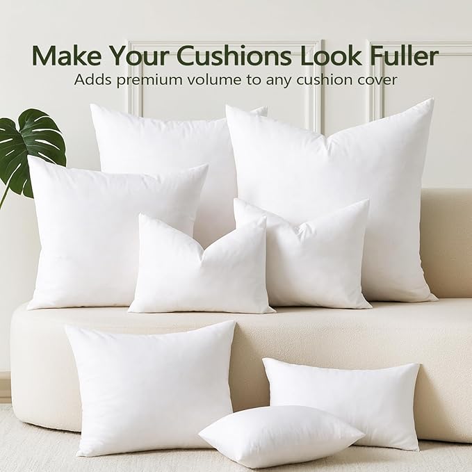 DWR Set of 2 Feather Down Throw Pillow Inserts 28x28 with Organic Cotton Cover, Feather Square White Decorative Pillow Inserts for Bed, Sofa, and Couch