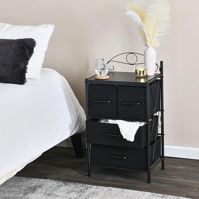 Household Essentials Black Oak & Iron Four Drawer Chest