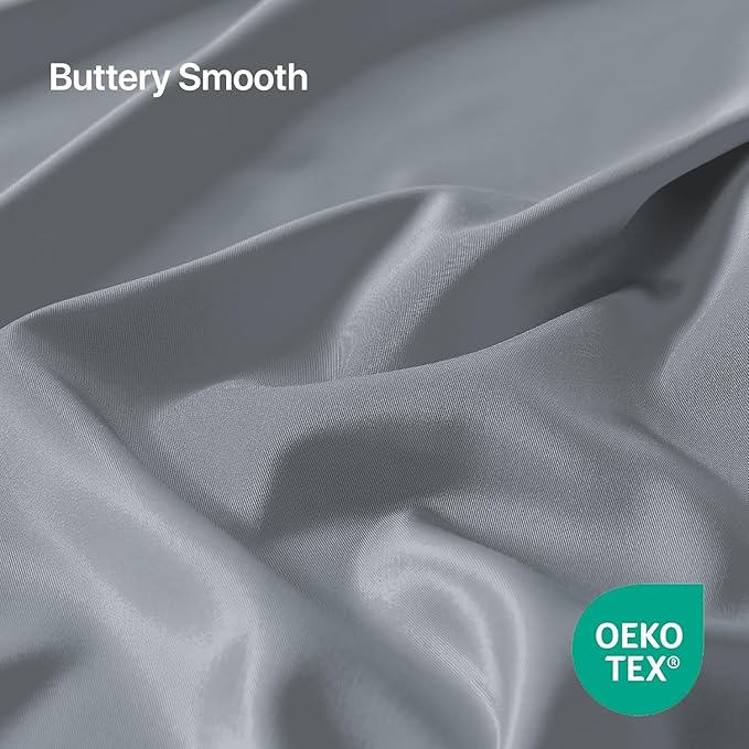 NATUREFIELD Split King Sheets Set (5pc) for Adjustable Bed, 100% Rayon from Bamboo Cooling Sheets, Twin XL Fitted Sheets, Deep Pocket Hotel Luxury Bedding