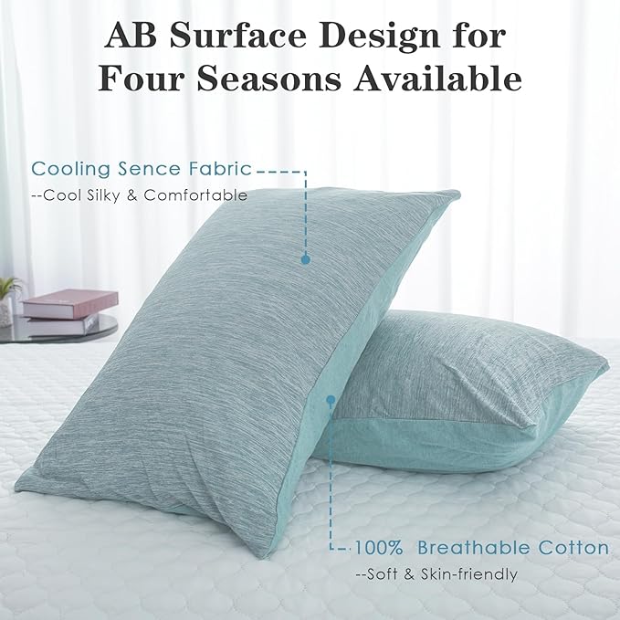 CHOSHOME Cooling Pillow Cases Zipper Pillow Covers Q-Max > 0.45 Zippered Pillowcases for Hot Sleepers, Soft, Breathable, Skin-Friendly, 4 Pack (Queen, 20"x30", Green)