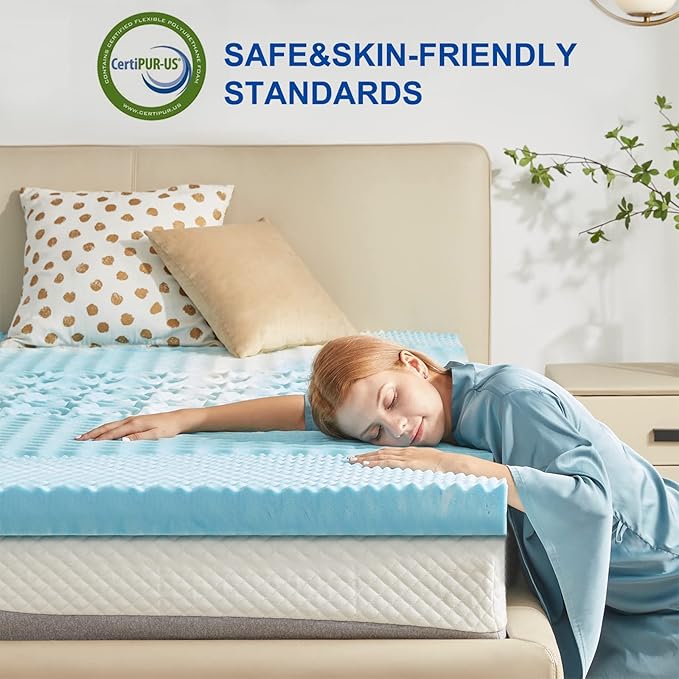 SINWEEK 3 Inch Mattress Topper 5-Zone Memory Foam Mattress Topper Pressure Relief Soft Mattress Pad, CertiPUR-US Certified, Full Size