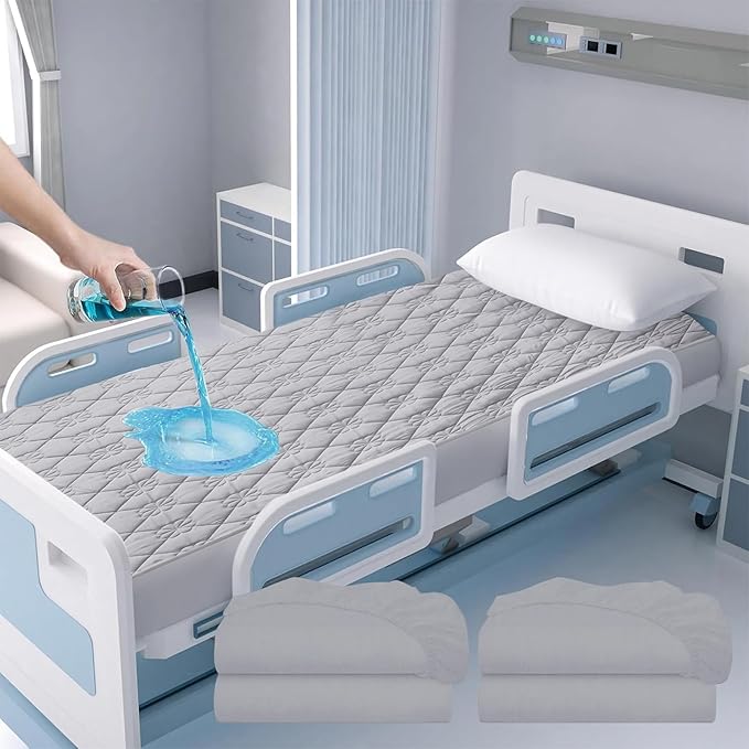 Waterproof Hospital Mattress Cover Protector Bed Sheet 36" x 80" x 9" Hospital Grade Incontinence Protection, Breathable Fabric for Elderly, Adults Machine Washable