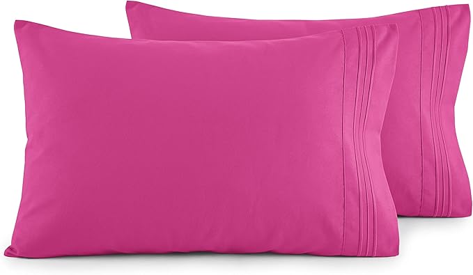 Elegant Comfort Luxury Ultra-Soft 2-Piece Pillowcase Set - 1500 Premium Hotel Quality Microfiber Double Brushed - Wrinkle Resistant, King Size, Pink