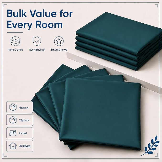 ZPECC Pillow Cases Queen Size Set of 4, 20x30 Envelope Closure Pillowcases, Soft Plain Brushed Microfiber Covers Hypoallergenic Breathable, Teal