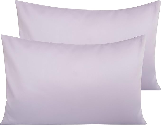 NTBAY Egyptian Cotton Queen Pillowcases - Set of 2, 500 Thread Count Cotton Pillowcases - Soft and Breathable Envelope Closure Pillow Cases - 20x30 Pillow Covers for Bed, Light Purple