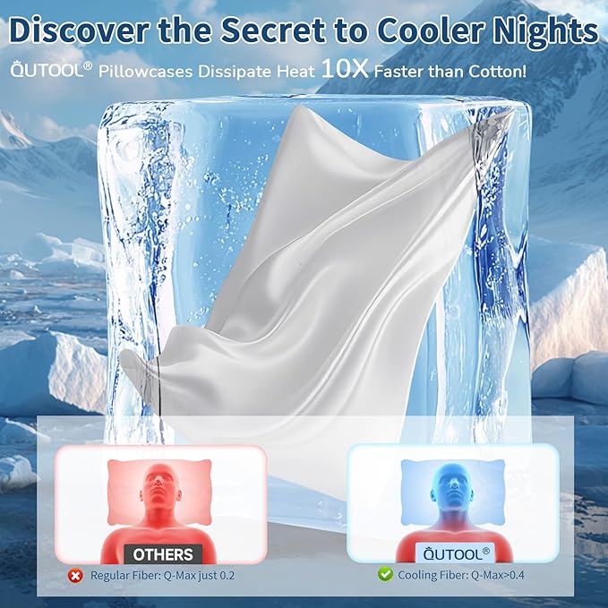 Premium Cooling Pillowcases King Size Set of 2 for Hot Sleepers&Night Sweats Beauty Sleep Reduces Wrinkles&Frizz Softer Than Silk Pillow Cover Oeko-TEX Certified White Breathable