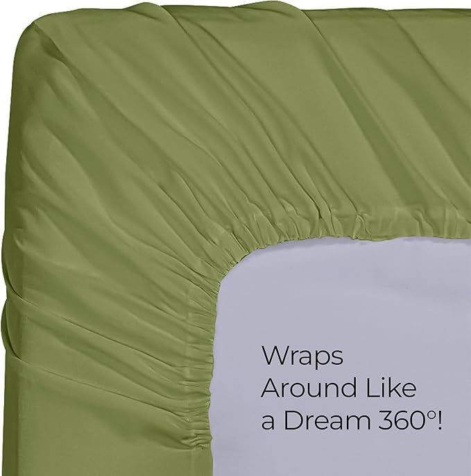 Utopia Bedding Queen Fitted Sheet - Bottom Sheet - Deep Pocket - Soft Microfiber - Shrinkage and Fade Resistant-Easy Care -1 Fitted Sheet Only (Olive)