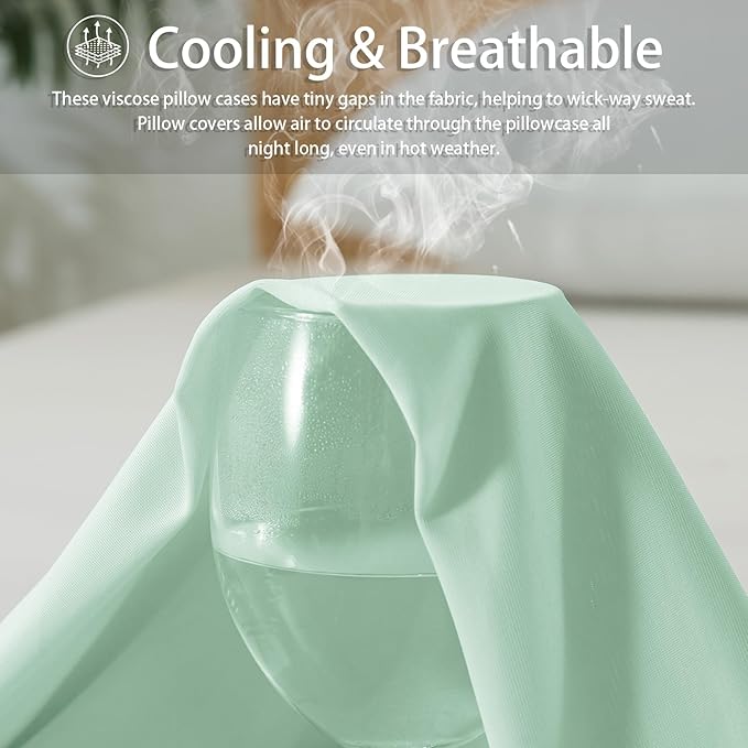 WhatsBedding Body Pillow Cover Cooling Fabric, Long Pillowcase Breathable & Skin-Friendly, Zipper Closure - Milky Green (20x54 inch)