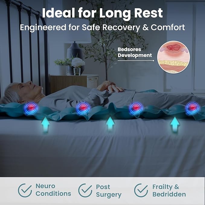 Pelegon Alternating Air Pressure Mattress Pad – Hospital Bed Mattress Topper for Bedridden Patients, Pressure Relief Mattress Topper to Reduce Bed Sores, Whisper-Quiet Pump, Medical-Grade Support