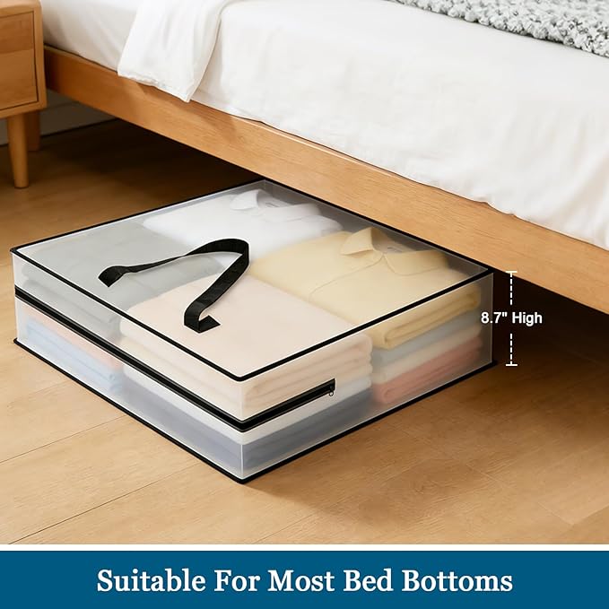 95L Under Bed Storage Bag, 5-Pack Under Bed Storage Containers, Clear Storage Bags for Clothes Quilt Pillow Wreath Blanket Storage or Closet Organizer Home Storage