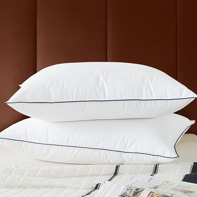 Cosybay Goose Feather Down Fiber Pillows Queen Size Set of 2, Luxury Bed Pillow for Sleeping, Ultra Soft Cover Hotel Collection Bed Pillows for Back,Stomach or Side Sleepers 20x30
