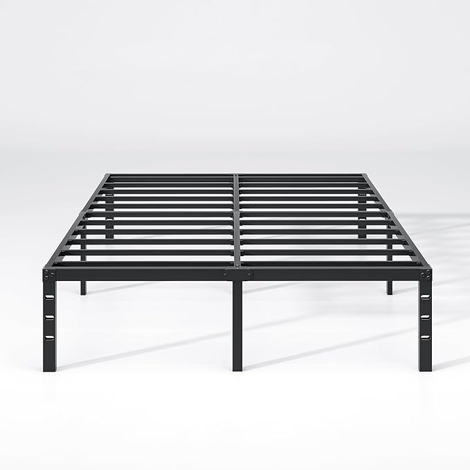 NEW JETO Metal Bed Frame,King Size Bed Frame with Storage Space,Heavy Duty Sturdy Mattress Foundation,Easy Assembly,No Box Spring Needed, Black,14 Inch,King, Bedroom Furniture