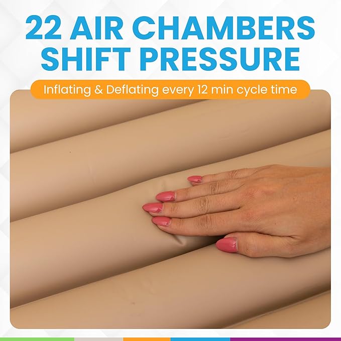 Glory Medical MT‑02 Alternating Pressure Mattress Topper – 12‑Minute Air Cycle, Waterproof Vinyl, Hypoallergenic & Latex‑Free Design, Supports Healthy Circulation for Hospital & Home Beds (78" x 32")