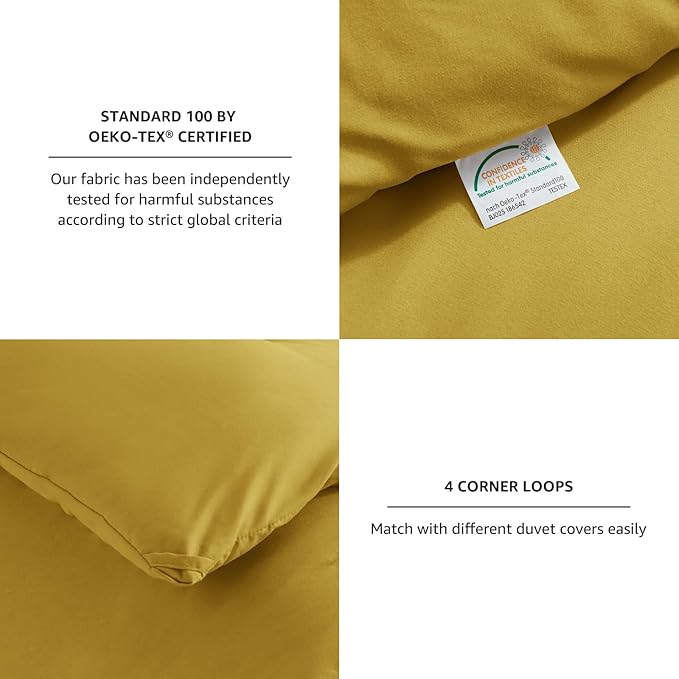 CozyLux Full Size Comforter Set Mustard Yellow, 3 Pieces Solid Breathable Quilted Bedding Sets, Luxury Lightweight Soft Bed Set with Down Alternative Comforter and 2 Pillowcases for All Seasons