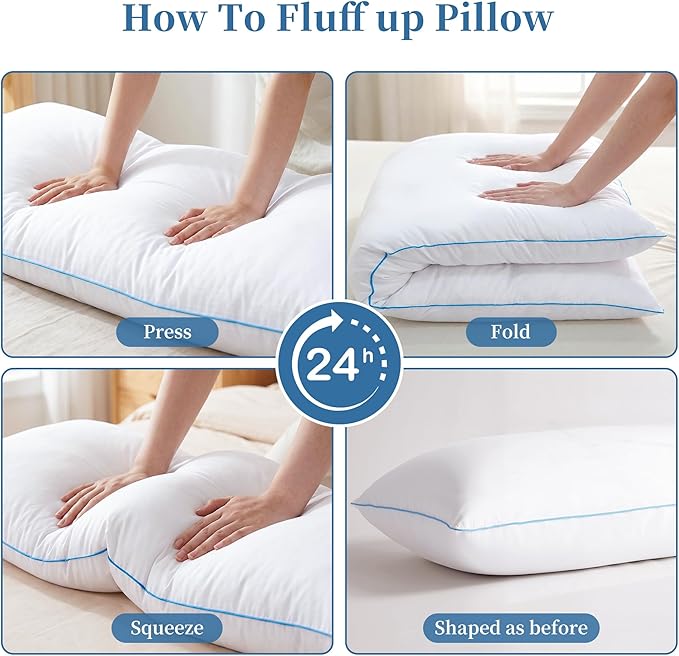 YZ HOME Memory Foam Body Pillow Insert - Full Body Pillow for Adults - Soft Large Long Bed Pillow for Side Sleeper (White, 20 Inchx54 Inch)