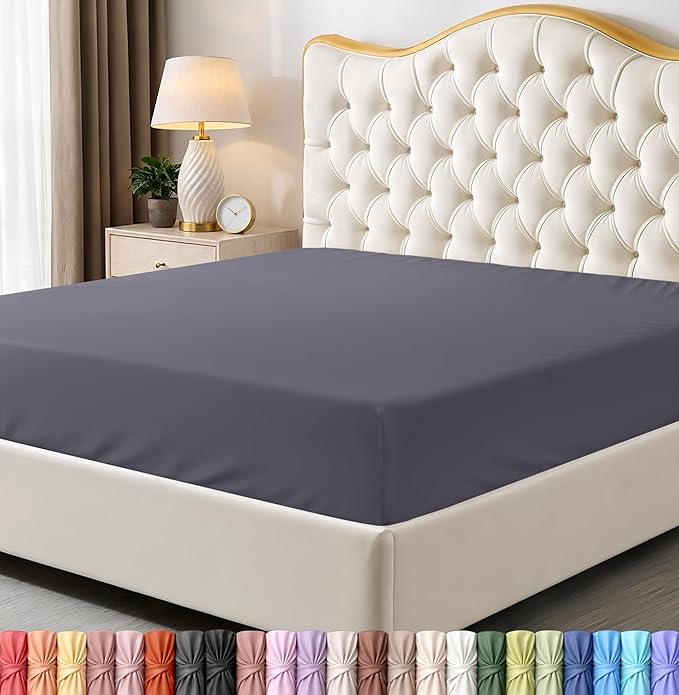 Utopia Bedding King Fitted Sheet - Bottom Sheet - Deep Pocket - Polyester - Shrinkage and Fade Resistant - Easy Care -1 Fitted Sheet Only (Grey)
