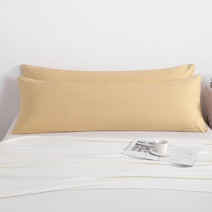 NTBAY 2 Pack Body Pillowcase, 20x54 inches, Light Taupe, Soft, Wrinkle, Fade Resistant, Envelope Closure, Microfiber, 2 Pillowcases, Set of 2