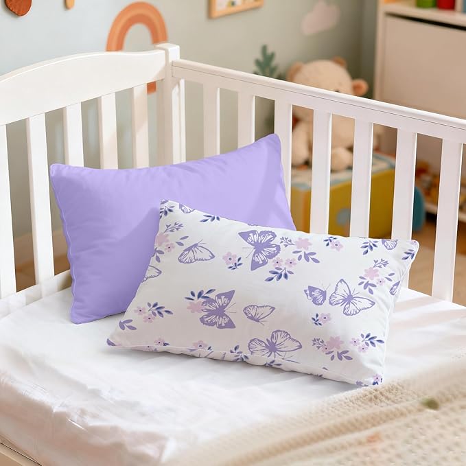 Cloele Kids Toddler Pillowcase Envelope Travel Pillowcase Baby Pillow Cover Fits Pillows Sized 12x16 or 13x18-2 Pack Soft Children’s Bedding Pillowslip Case for Boys and Girls -Butterfly