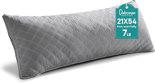 Oubonun Premium Adjustable Loft Quilted Body Pillows - Firm and Fluffy Pillow - Quality Plush Pillow - Down Alternative Pillow - Head Support Pillow - 21"x54"