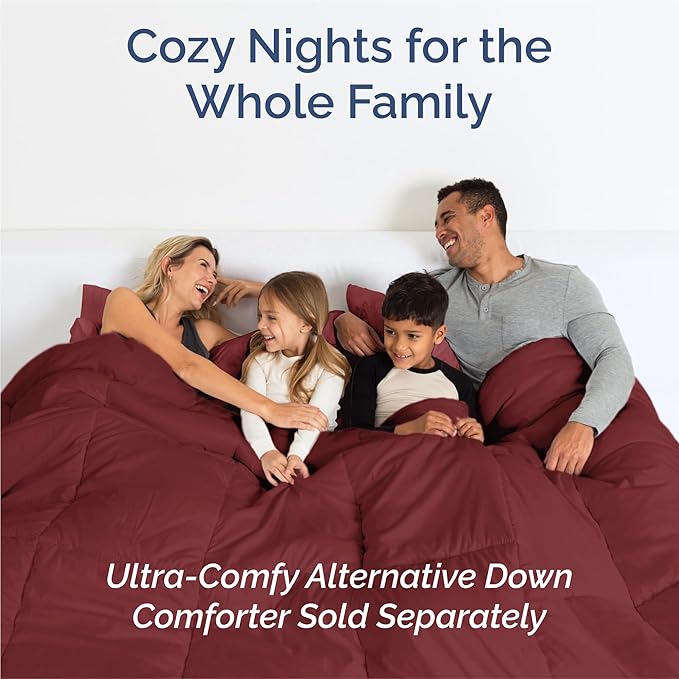 Split King 7 Piece Sheet Set - Comfy, Breathable & Cooling - Soft Hotel Luxury Bedding for Women, Men, Kids, Teens and Children - 1 Flat & 2 Fitted Sheets & 4 Pillowcases with Deep Pockets - Burgundy