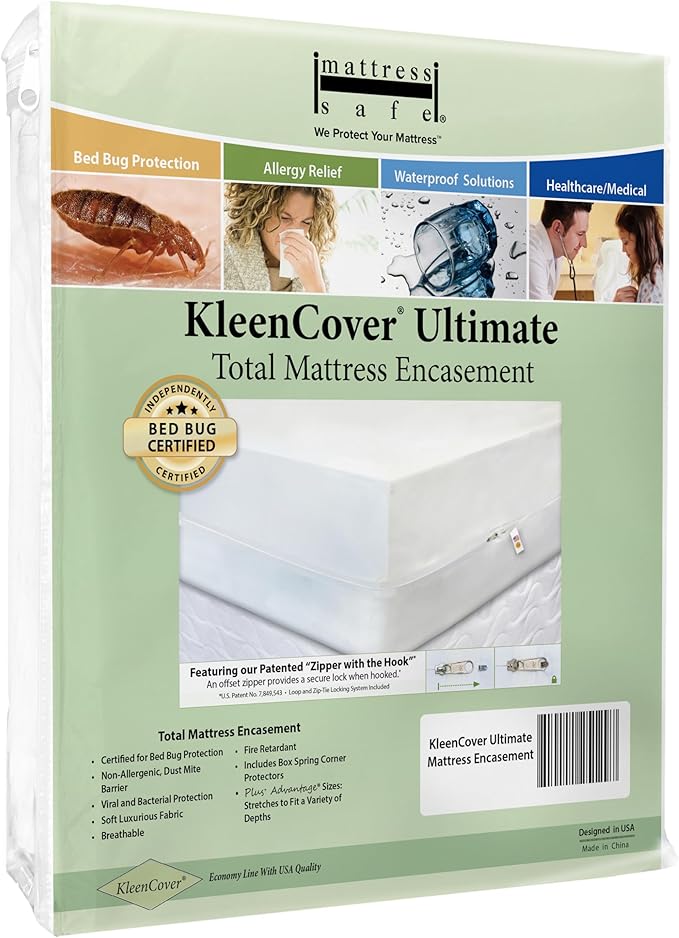 Mattress Safe® KleenCover® Ultimate Mattress Encasement- Full/Full XL, Fits 54x75-80 and 9-15"(D) Waterproof, Hypoallergenic, Certified Bed Bug Protection, Breathable, Protective Barrier from Stains