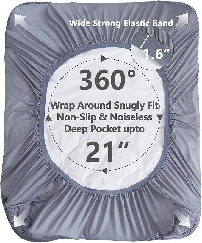 ELVEN HOME Twin XL Mattress Pad Waterproof, Soft Cooling Mattress Topper for College Dorm, Extra Long Twin Mattress Cover Protector Washable, Deep Pocket 8-21" (39x80 inch, Grey)
