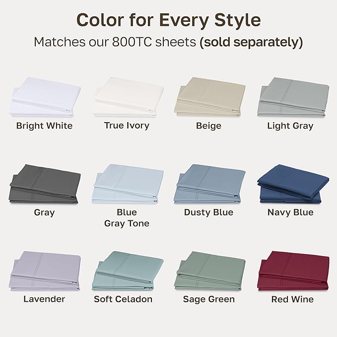 California Design Den Natural 100% Cotton Pillow Cases Queen Size Set of 2 - Luxuriously Soft and Thick 800 Thread Count, Smooth Sateen Pillow Covers Queen Size/Standard Size - Classic Blue