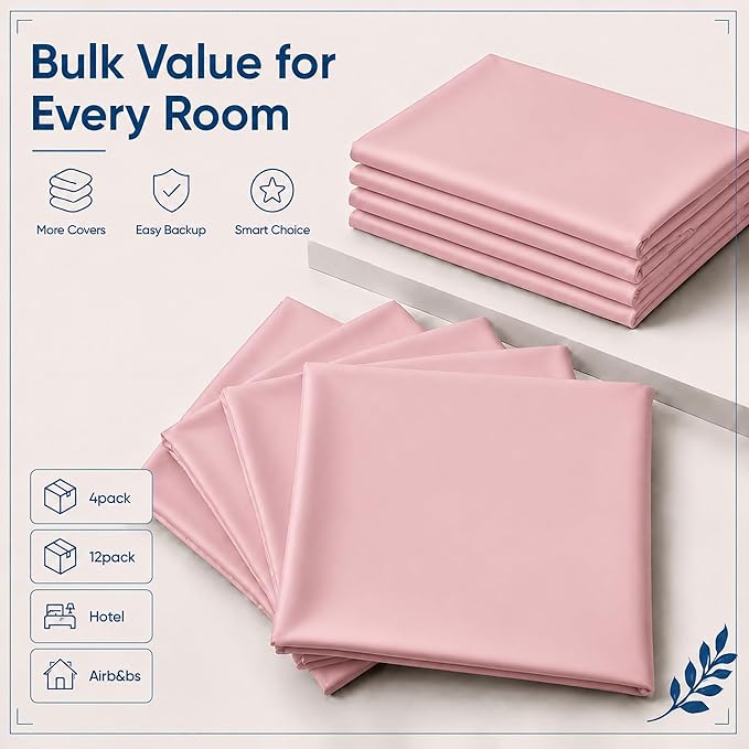 ZPECC Pillow Cases Standard Size Set of 12, 20x26 Envelope Closure Pillowcases, Soft Plain Brushed Microfiber Covers Hypoallergenic Breathable, Pink