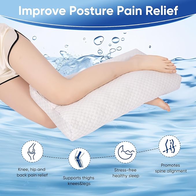Cooling Knee Pillow for Side Sleeper, 4"Leg Pillow for Side Sleeping, 100% Cooling Fabric Pillow for Between Knees While Sleeping - High Support Alternative for Relieving Leg, Back, and Knee Pain