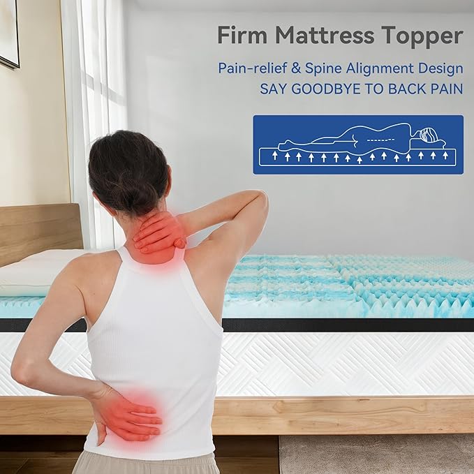 Firm Mattress Topper King Size 3 Inch, Pain Relieving Foam Bed Topper for Extra Support, 5-Zone Memory Foam&High-Density Foam Mattress Pad, CertiPUR-US Certified