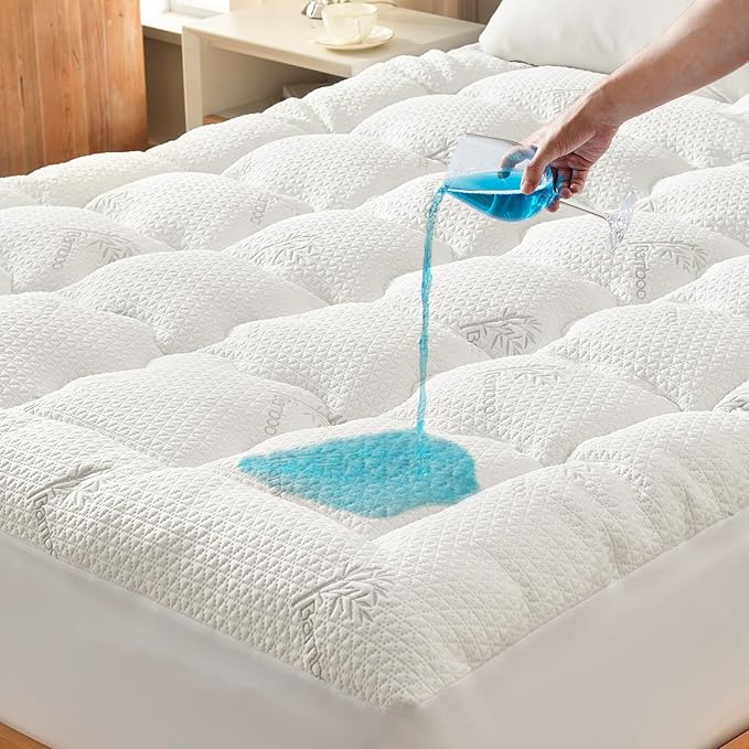 Premium 100% Waterproof King Mattress Topper, Breathable Mattress Pad, Rayon from Bambo Bed Protector, Deep Pocket Sheet Cover 8"-21"