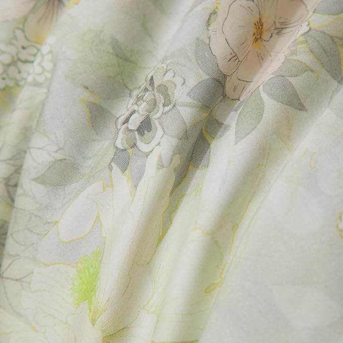 VM VOUGEMARKET Sage Green Floral Duvet Cover Set King, Premium Long-Staple Cotton Comforter Cover,Silky Breathable Watercolor Flower Bedding for Elegant Bedroom Atmosphere